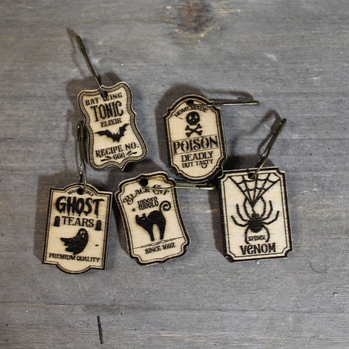 Wooden Stitch Marker - Apothecary Labels
