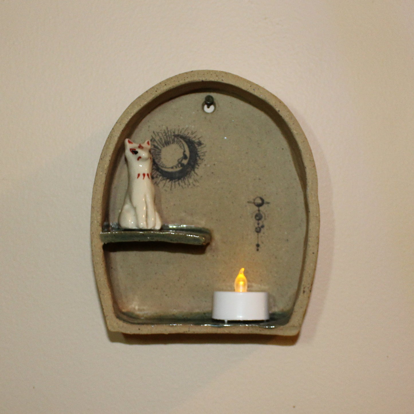 Moon Ceramic Curio Cabinet, Altar, Shrine