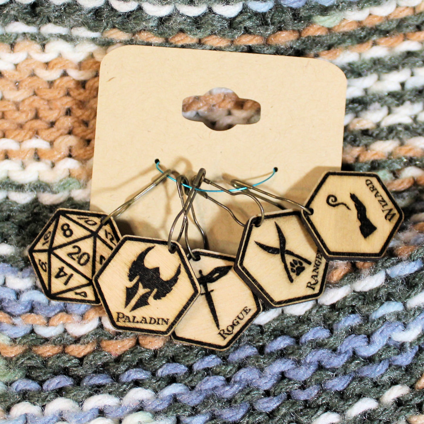 Wooden Stitch Marker - Dice and class markers