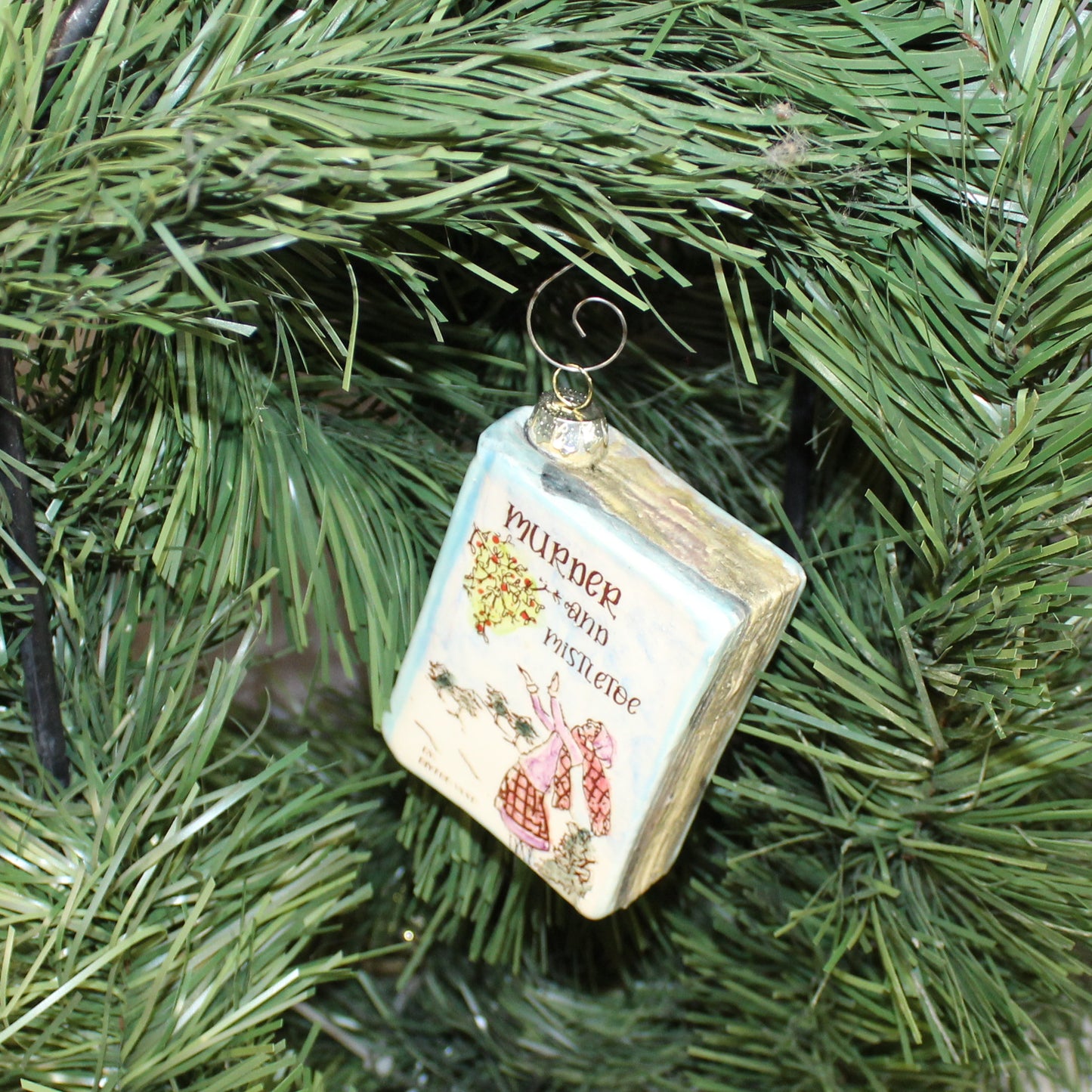 Ceramic Book Ornament - Murder and Mistletoe
