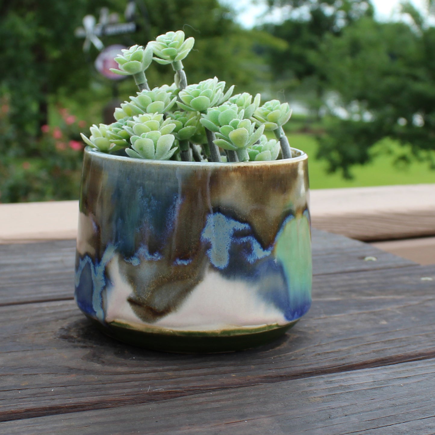 Succulent Planter - greens and blues