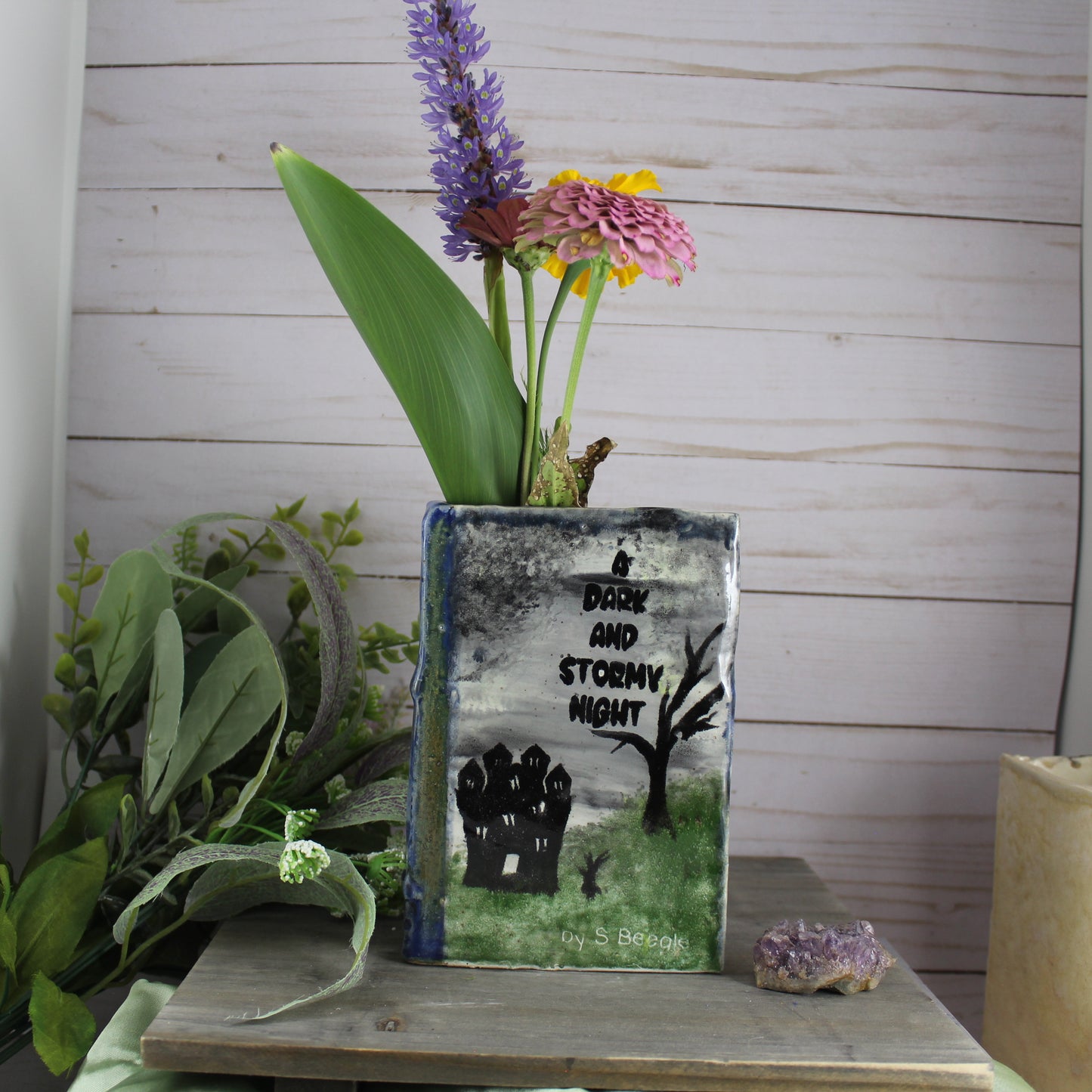Ceramic Book Vase - A Dark and Stormy Night